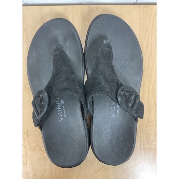 Vionic Activate RX Platform Sandal Black Suede Flip Flop TStrap Cushion Size 7.5 - Picture 6 of 7